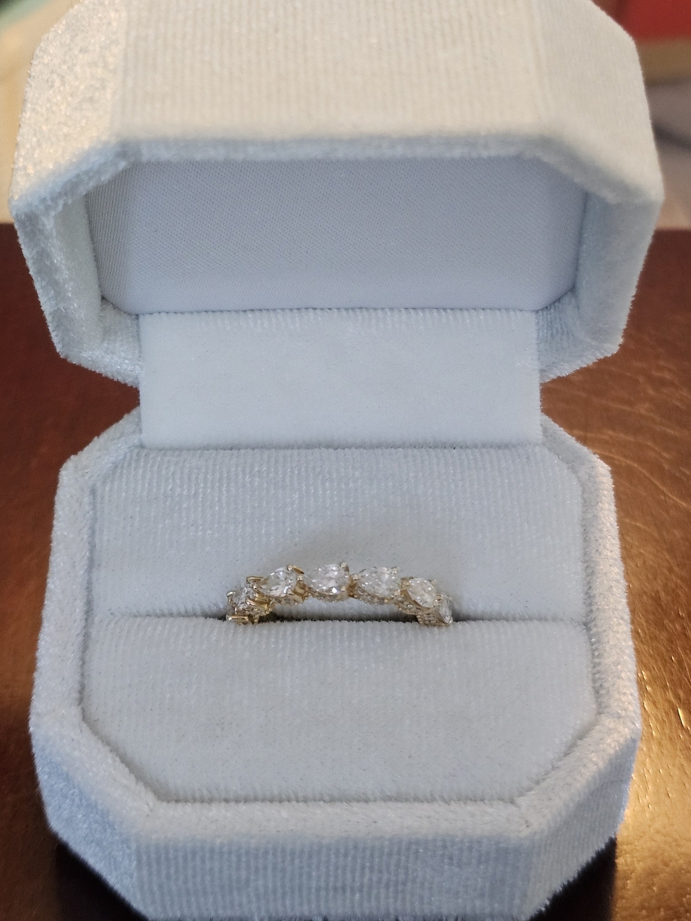 10K Yellow Gold and Pear Lab Diamond Eternity Ring Band Size 6.25